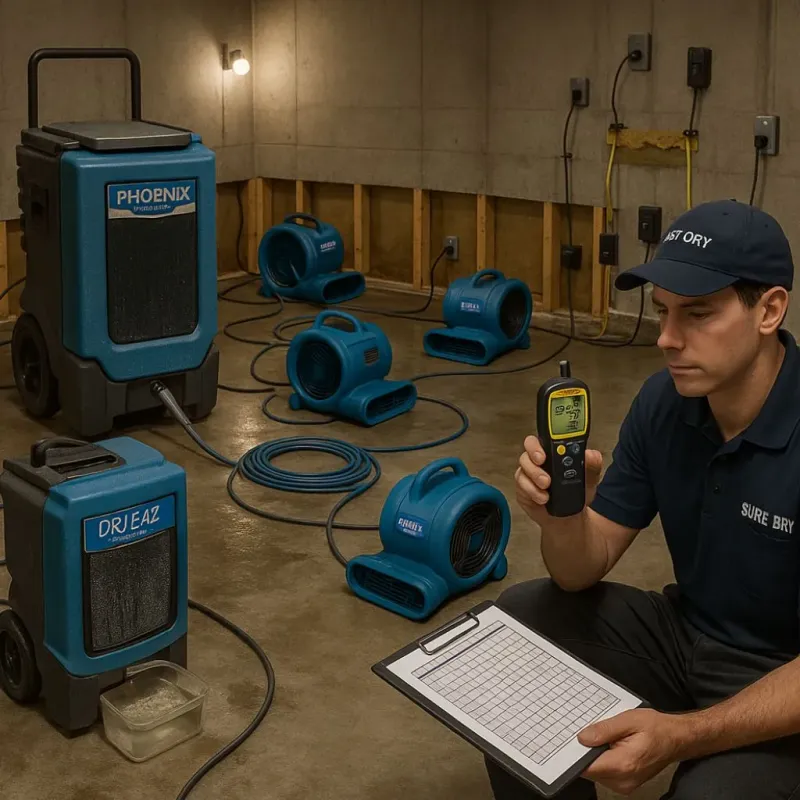 Structural Drying and Dehumidification process in Marissa, IL